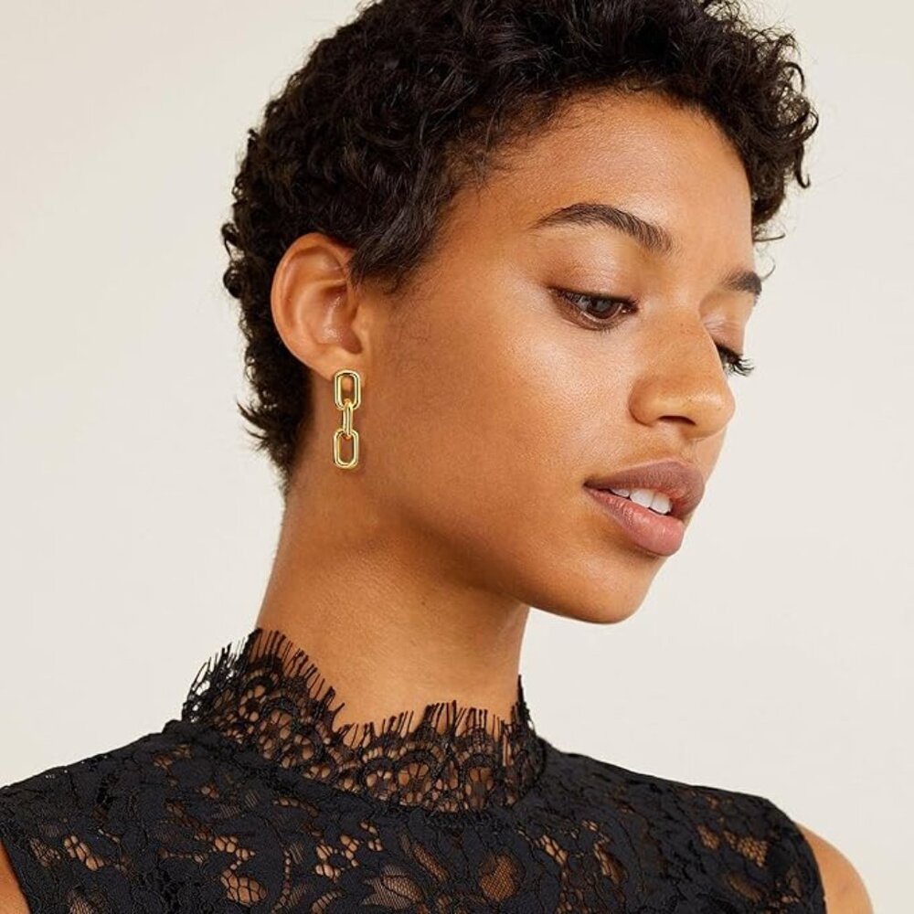18K Gold Plated Drop Chain Earrings